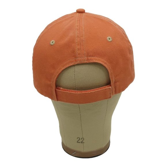 Loot Embroidered Orange Beige Trim Strapback Cap Baseball Hat Port Authority - Picture 4 of 13